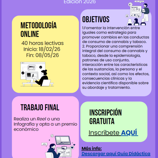 Curso online sobre consumo de cannabis para universitarios: formación y&nbsp;sensibilización